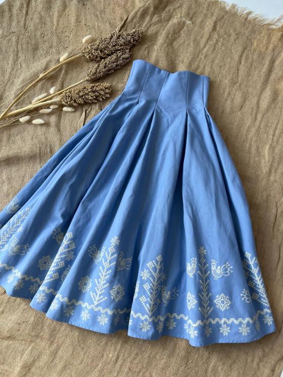 Спідниця одностороння з високим корсетним поясом з вибійкою