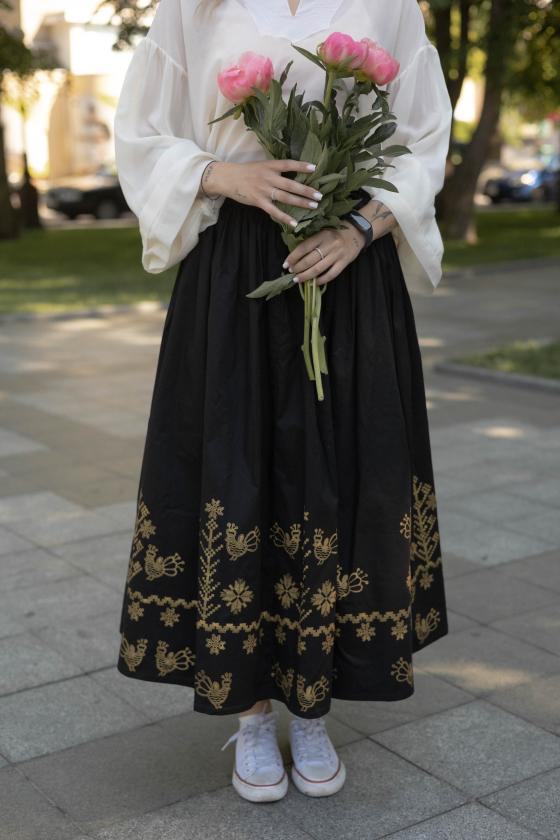 Спідниця двостороння з вибійкою чорна/бордо