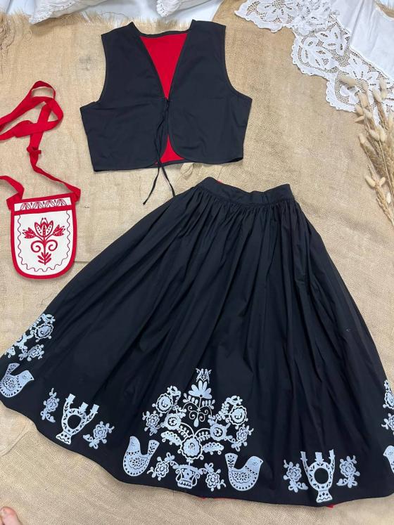 Камізелька двостороння з вибійкою, чорна/червона (Індивідуальне пошиття)