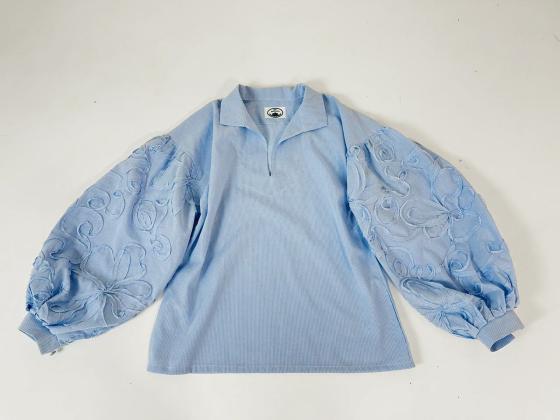 Сорочка блакитна з декорованими рукавами (Індивідуальне пошиття)