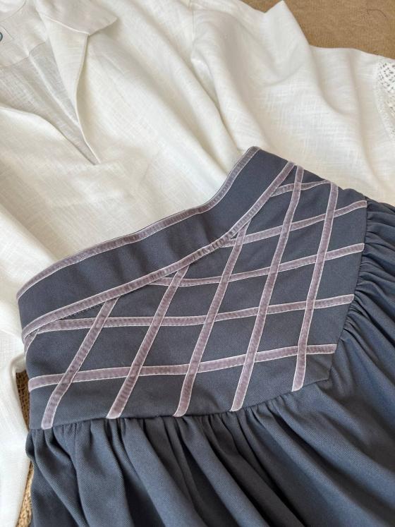 Спідниця зі стрічками на кокетці сіра "Марія" (Індивідуальне пошиття) Спідниця зі стрічками на кокетці сіра "Марія" (Індивідуальне пошиття)