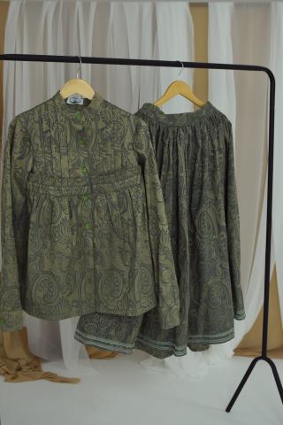 Кохта Слобожанщина, зелений жакард (Індивідуальне пошиття)