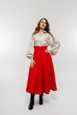 Спідниця з високим поясом червона Спідниця з високим поясом червона