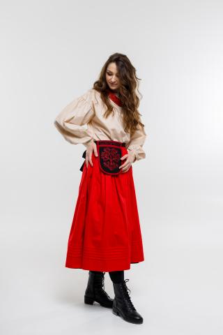 Спідниця двостороння на рівному поясі червона/чорна