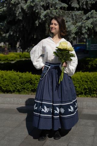 Спідниця з вибійкою одностороння синя Спідниця з вибійкою одностороння синя
