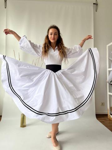 Пишна спідниця з кокеткою, біла Пишна спідниця з кокеткою, біла