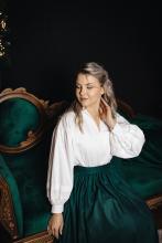 Сорочка з бавовни з пишними рукавами в молочному кольорі (XS)