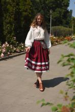 Спідниця одностороння з вибійкою, бордо, довжина 75 см (Індивідуальне пошиття) Спідниця одностороння з вибійкою, бордо, довжина 75 см (Індивідуальне пошиття)