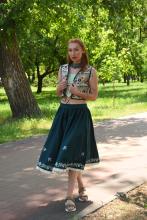 Спідниця одностороння з вибійкою "ластівки", зелена, довжина 75 см Спідниця одностороння з вибійкою "ластівки", зелена, довжина 75 см