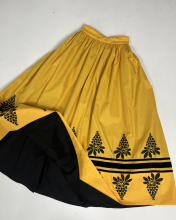 Спідниця двостороння на рівному поясі з вибійкою каштани жовта/чорна (Індивідуальне пошиття)