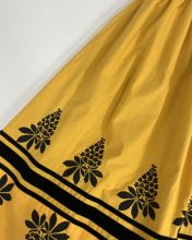 Спідниця двостороння на рівному поясі з вибійкою каштани жовта/чорна (Індивідуальне пошиття)