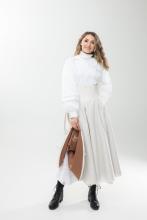 Двостороння спідниця з високим поясом з вибійкою