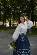 Спідниця з вибійкою одностороння синя (Індивідуальне пошиття) Спідниця з вибійкою одностороння синя (Індивідуальне пошиття)