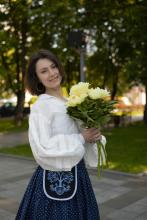 Сорочка з пишними рукавами з декором (M)