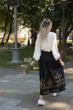 Спідниця двостороння з вибійкою чорна/бордо