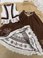 Спідниця двостороння з кокеткою з вибійкою та розписом на поясі (Індивідуальне пошиття)