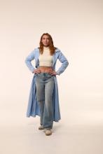 Сукня на запах блакитна з вибійкою (Індивідуальне пошиття)