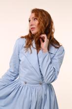 Сукня на запах блакитна з вибійкою (Індивідуальне пошиття)