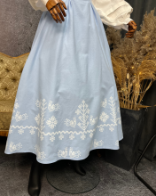 Спідниця двостороння з високим корсетним поясом з вибійкою, блакитна/чорна (Індивідуальне пошиття)