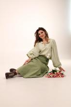 Сорочка з пишними рукавами зелена (Індивідуальне пошиття)