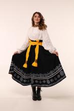 Двостороння спідниця з високим корсетним поясом з вибійкою, чорна/жовта (Індивідуальне пошиття)