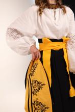 Двостороння спідниця з високим корсетним поясом з вибійкою, чорна/жовта (Індивідуальне пошиття)