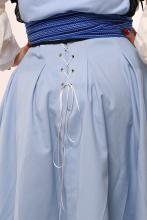 Двостороння спідниця з високим корсетним поясом з вибійкою, чорна/блакитна (Індивідуальне пошиття)