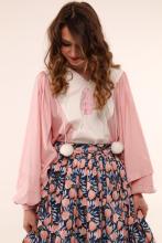 Сорочка з пишними рукавами та вишивкою, рожева (Індивідуальне пошиття)