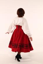 Двостороння спідниця з високим корсетним поясом з вибійкою, червона/чорна (Індивідуальне пошиття)