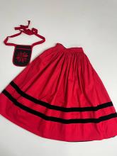 Спідниця двостороння на рівному поясі з вибійкою Ластівки червона/чорна (Індивідуальне пошиття)