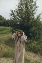 Довга сорочка з вибійкою, кропива/бавовна (Індивідуальне пошиття)