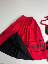 Спідниця двостороння на рівному поясі з вибійкою червона/чорна (Індивідуальне пошиття)