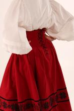 Двостороння спідниця з високим корсетним поясом з вибійкою, червона/чорна (Індивідуальне пошиття)