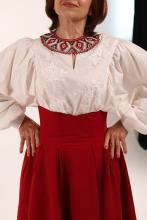 Двостороння спідниця з високим корсетним поясом з вибійкою, червона/чорна (Індивідуальне пошиття)