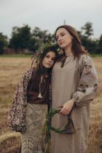 Довга сорочка з вибійкою, кропива/бавовна (Індивідуальне пошиття)