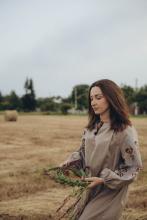 Довга сорочка з вибійкою, кропива/бавовна (Індивідуальне пошиття)