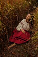 Спідниця зі стрічками на кокетці червона "Марія" (Індивідуальне пошиття)