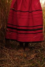 Спідниця зі стрічками на кокетці червона "Марія" (Індивідуальне пошиття)