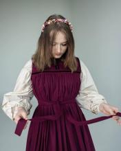 Сарафан лляний у вишневому кольорі