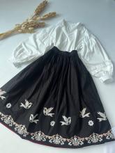 Спідниця двостороння з вибійкою Ластівки чорна/бордо Спідниця двостороння з вибійкою Ластівки чорна/бордо